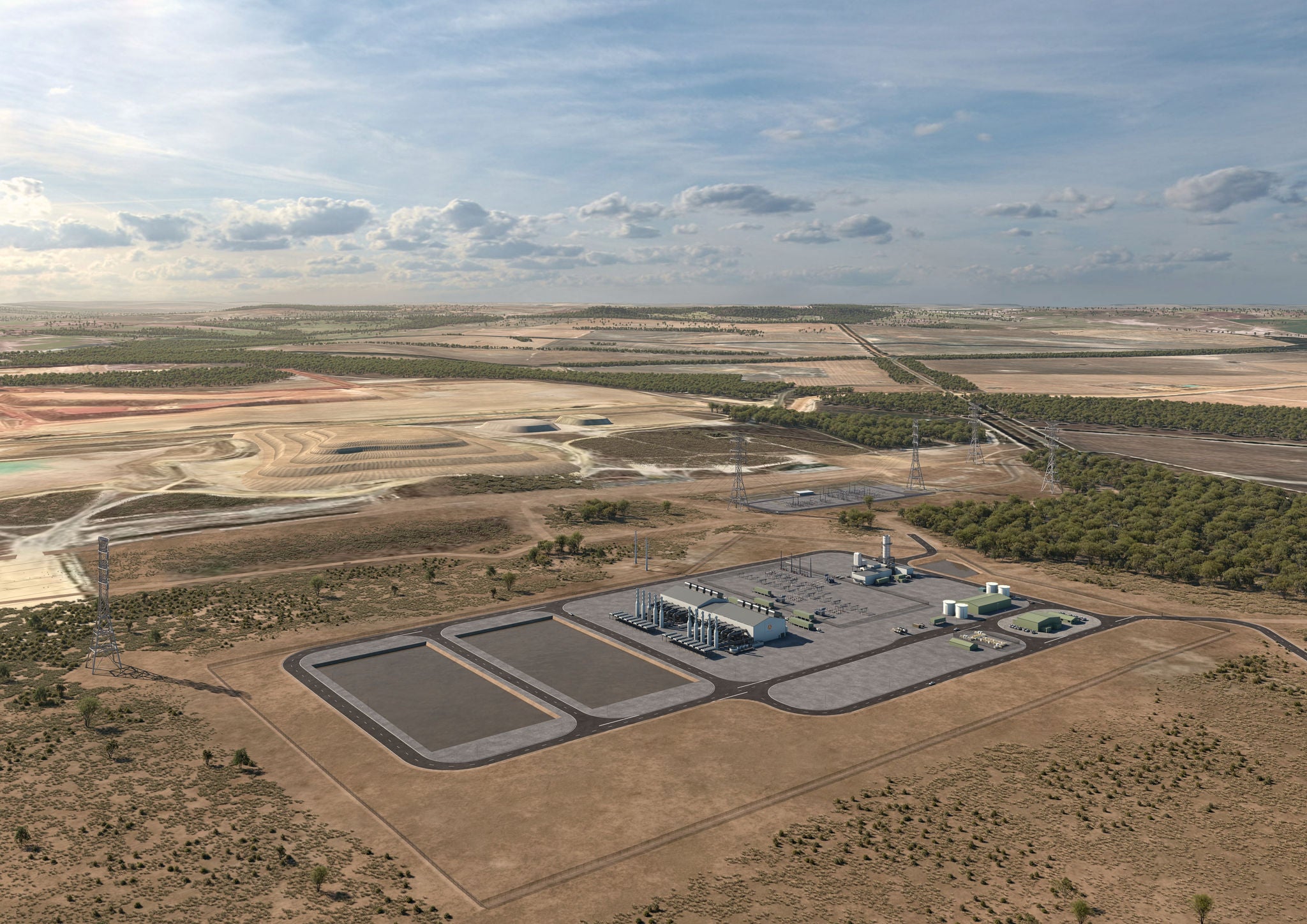 A CG concept showing a view of the proposed Braemar Energy Hub site on completion